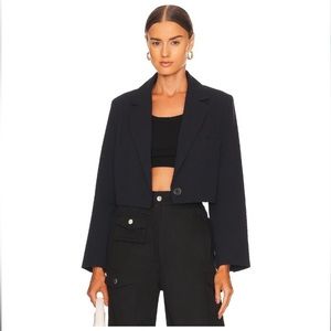 Free People Block Party Crop Blazer in Black